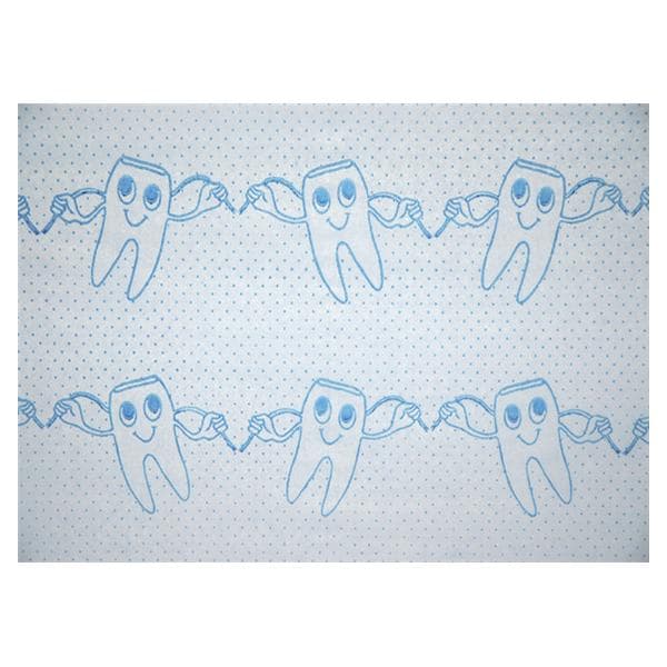 Patienten-Umhang - Zahn - Hellblau, Rolle 80 Blatt