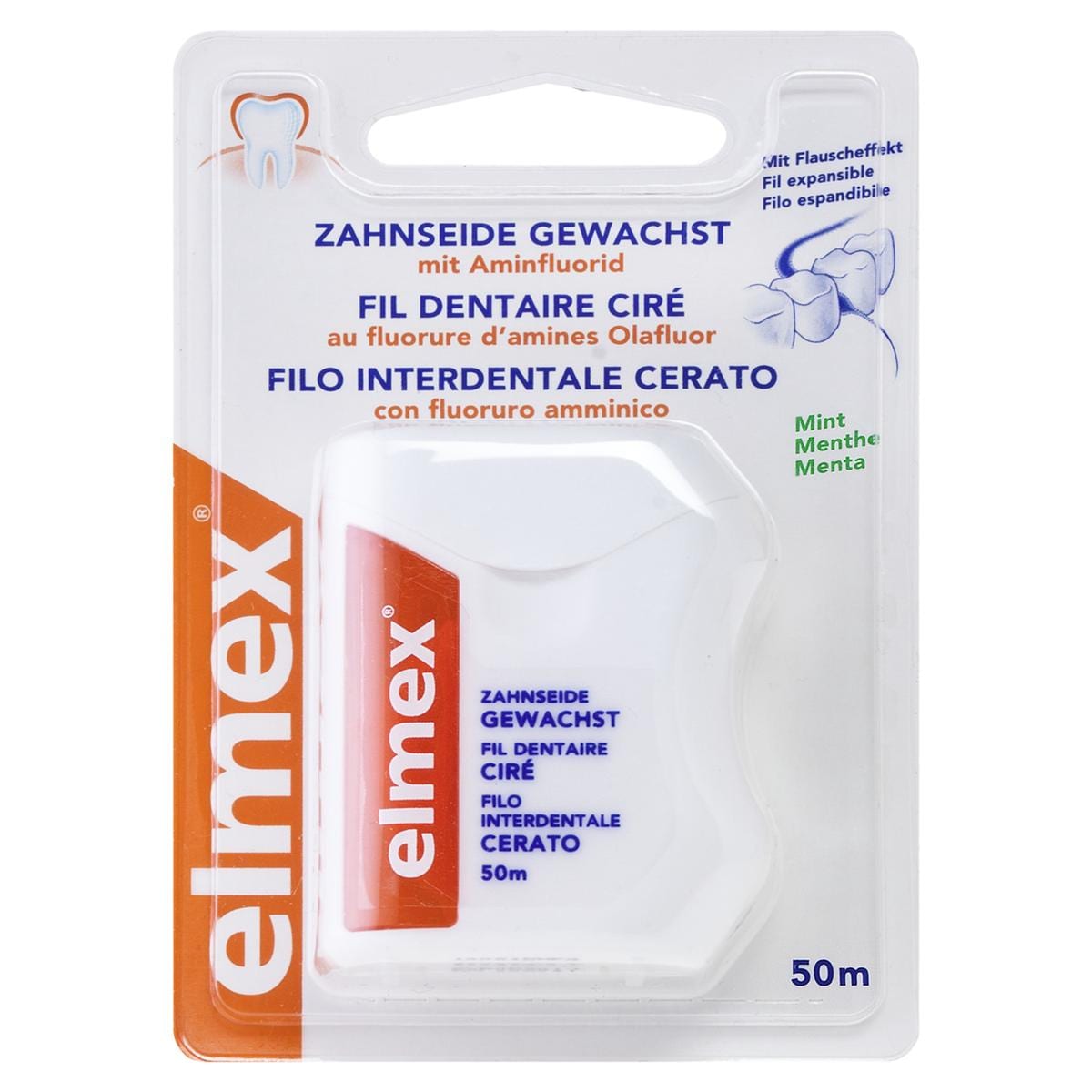 elmex® Zahnseide - gewachst mint - Spender 50 m