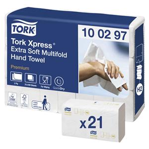 Tork Xpress® Multifold (Interfold) Premium Handtuch EXTRA WEICH - Format 21 x 34 cm, Karton (21 x 100 Tücher) 2.100 Stück