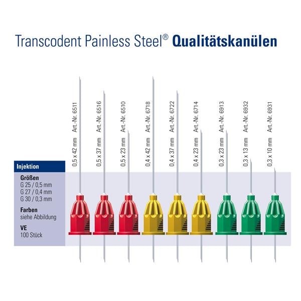 Painless Steel™ Einmal-Injektionskanülen - Rot - 25G, Ø 0,5 x 23 mm, kurz, Packung 100 Stück
