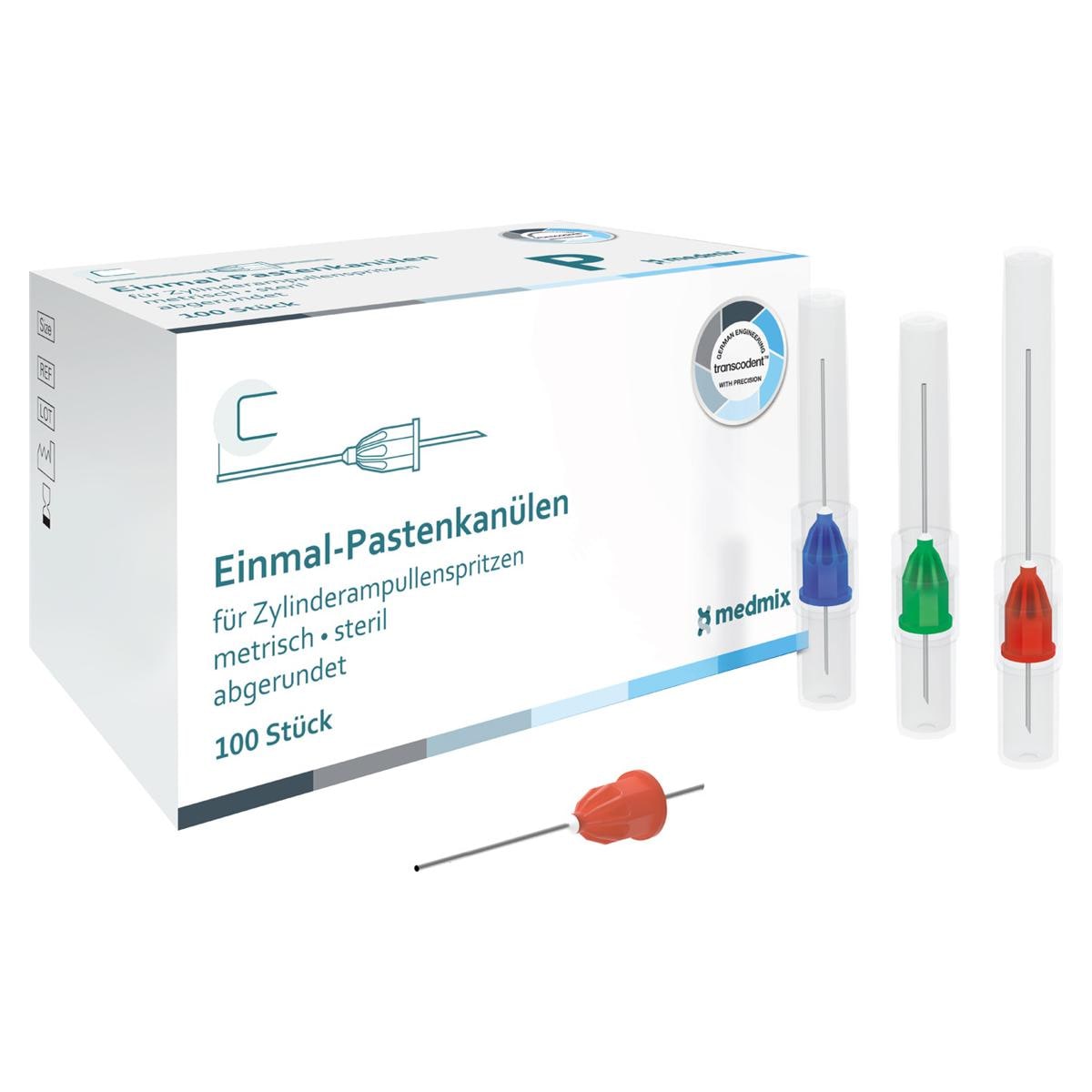 Einmal-Pastenkanülen für Zylinderampullenspritzen - Grün - 21G, 0,8 x 23 mm, Packung 100 Stück