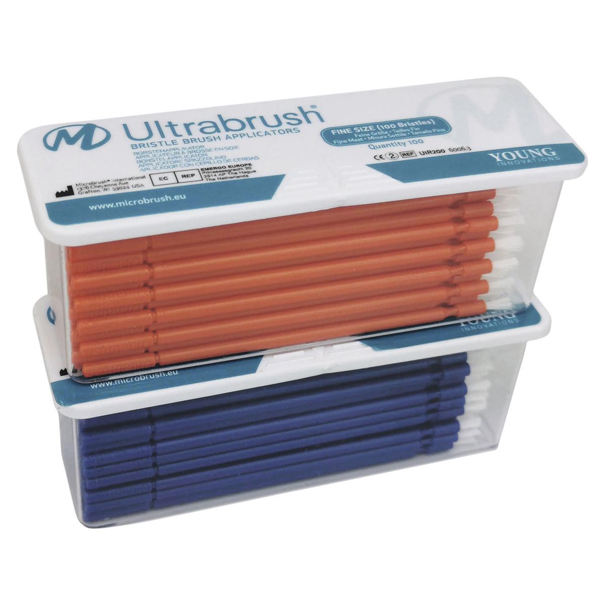 Ultrabrush® Bürstenapplikator 1.0 - Nachfüllpackung - Blau/orange, fein, Packung 200 Stück
