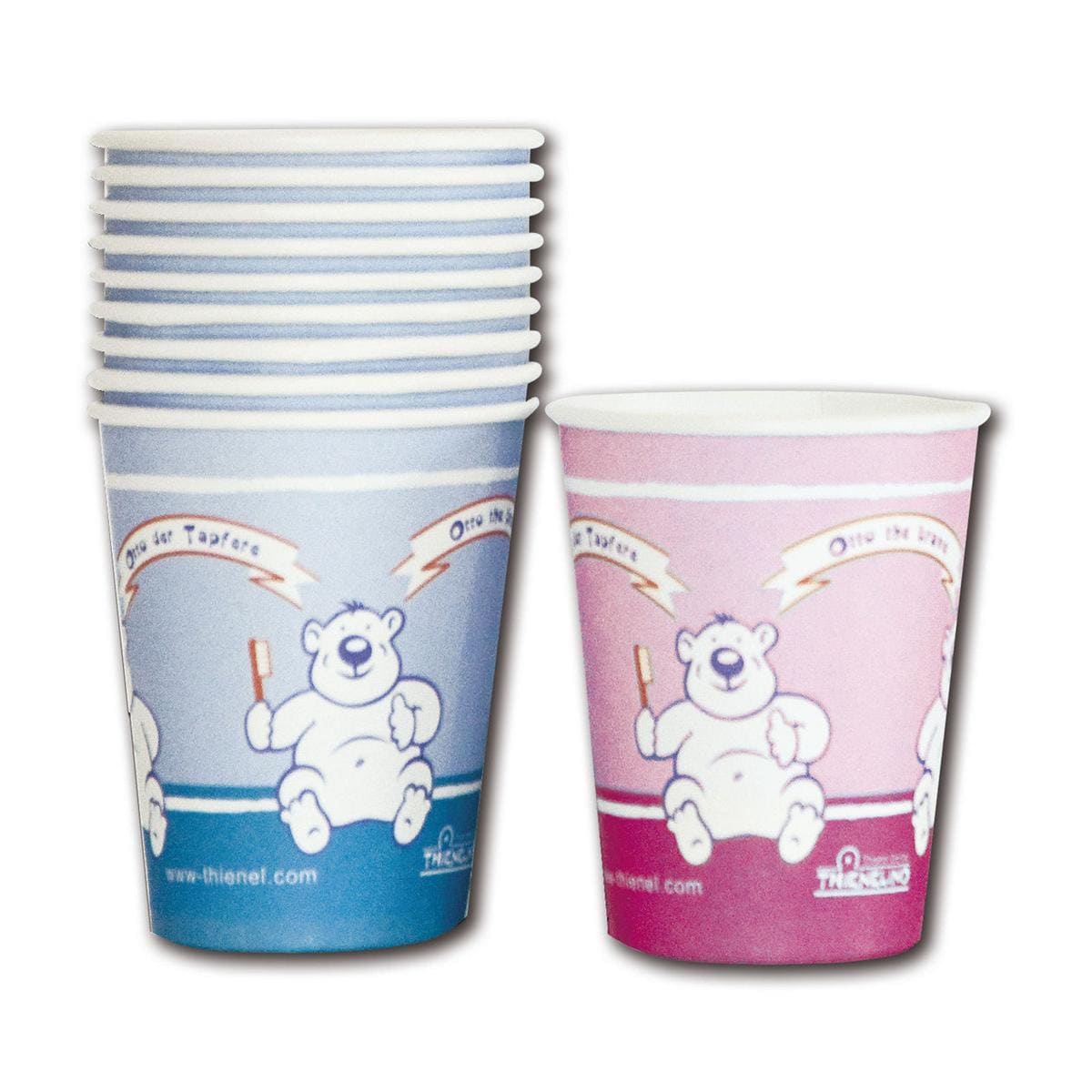 Mundspülbecher "Otto der Eisbär" - Pink, 160 ml, Packung 100 Stück