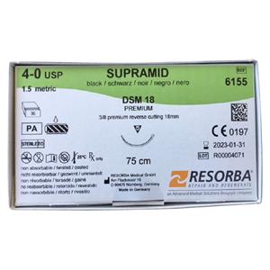 SUPRAMID schwarz - Nadeltyp DSM 18 - USP 4-0, Länge 0,75 m (6155), Packung 36 Stück