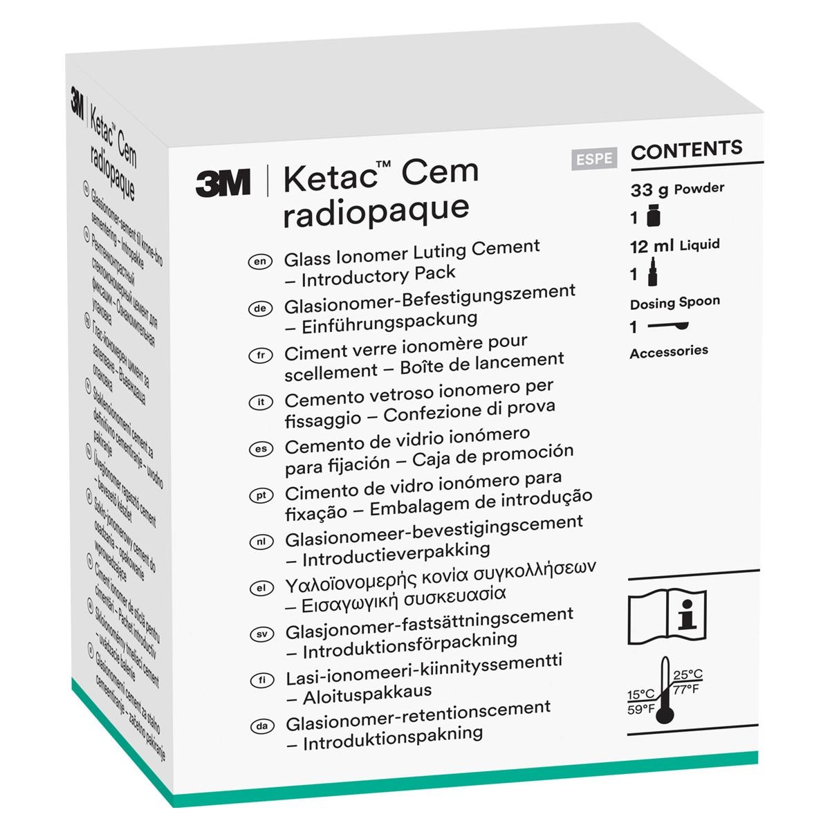 3M Ketac™ Cem radiopaque - Intro Kit - Pulver 33 g und Flüssigkeit 12 ml