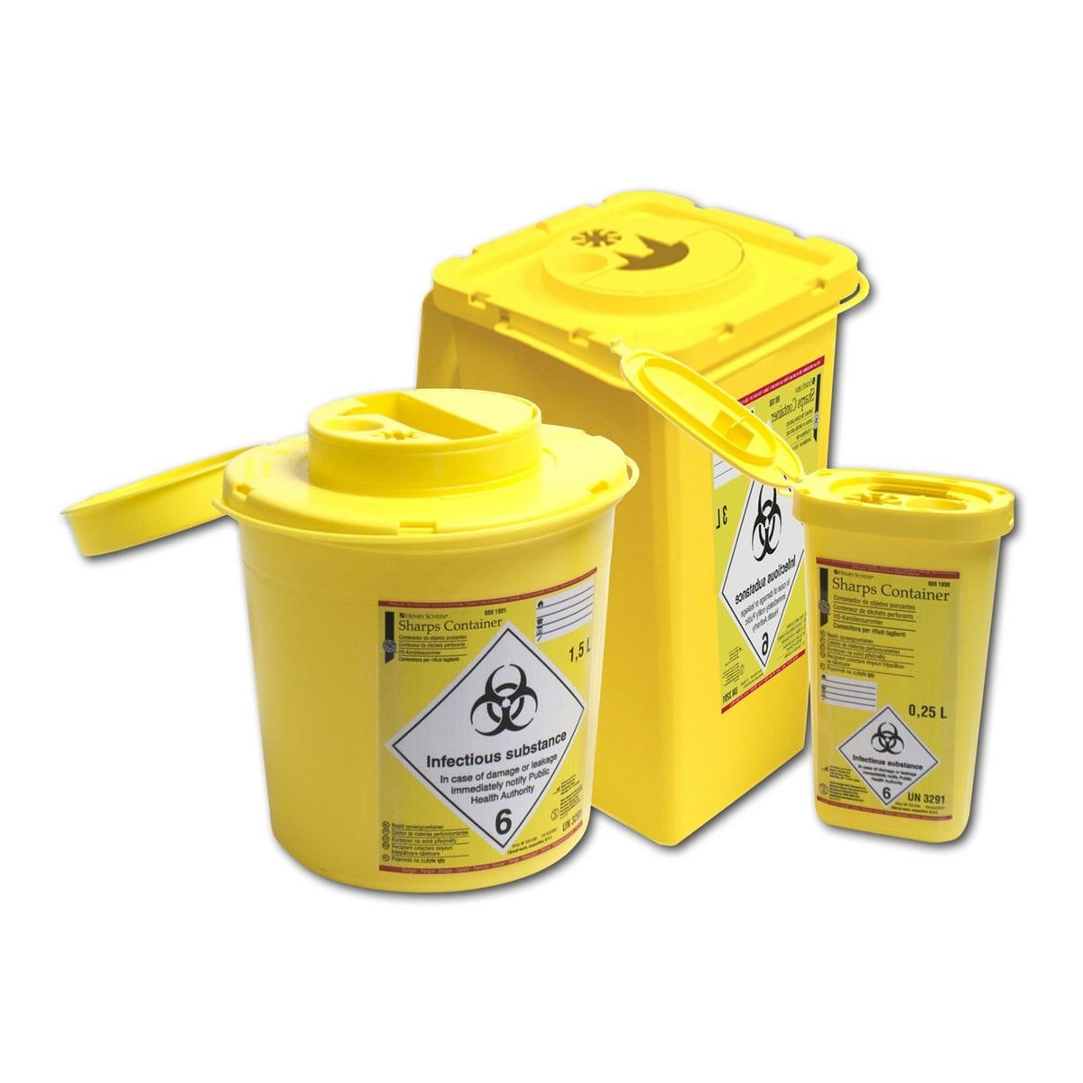 HS-Entsorgungsbehälter / Kanülensammler - 2,2 Liter, (B x T x H) 14,5 x 14,5 x 20,4 cm