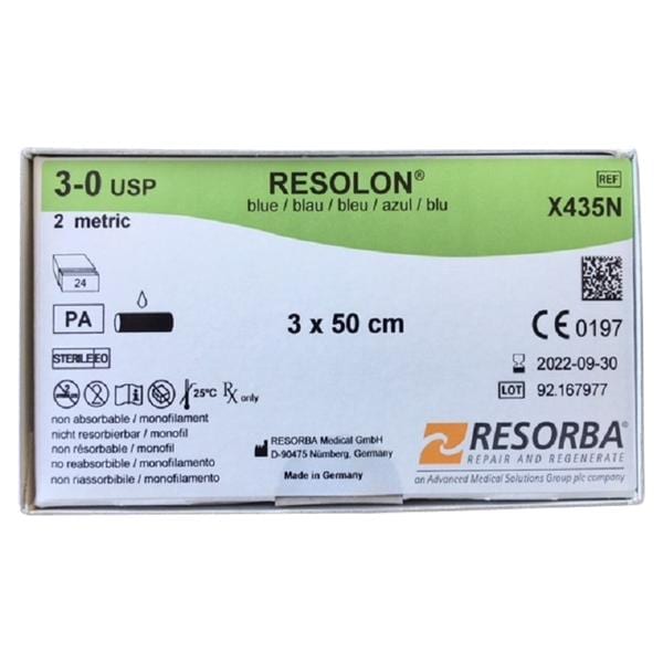 RESOLON® blau monofil - Einzelfadenpackung - USP 3-0, Länge 3 x 0,50 m (X435N), Packung 24 Stück