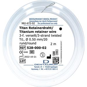 Titan Retainerdraht Laborrollen rund - Ø 0,50 mm / 20, Länge 2 m