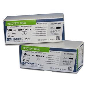 Resotex® oral schwarz - Nadeltyp DSM 16 - USP 5-0 , Länge 0,45 m (DB25002S), Packung 12 Stück