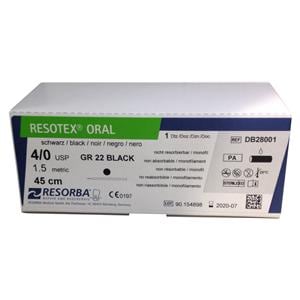Resotex® oral schwarz - Nadeltyp GR 22 - USP 4-0, Länge 0,45 m (DB28001S), Packung 12 Stück