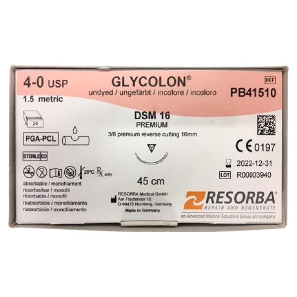 Glycolon® ungefärbt - Nadeltyp DSM 16 - USP 4-0, Länge 0,45 m (PB41510), Packung 24 Stück