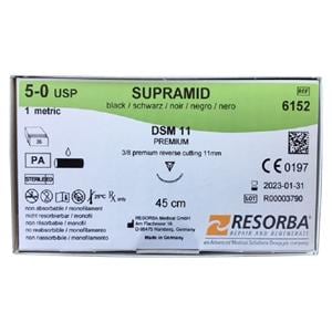 SUPRAMID schwarz - Nadeltyp DSM 11 - USP 5-0, Länge 0,45 m (6152), Packung 36 Stück