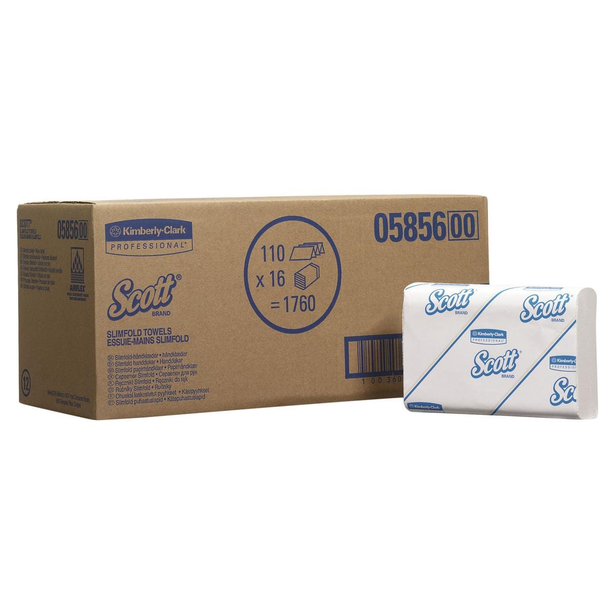 SCOTT® SLIMFOLD Handtücher - Format 29,5 x 19 cm, Karton 1.760 Stück (16 x 110 Tücher)
