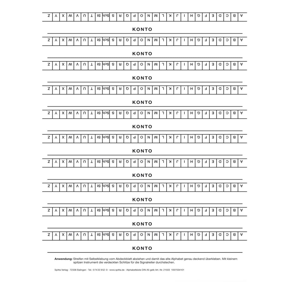 Alphabetleiste für DIN A5-Karteikarte - Weiß, selbstklebend