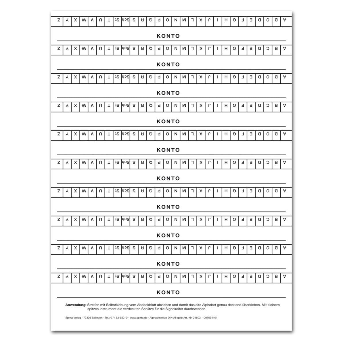 Alphabetleiste für DIN A5-Karteikarte (selbstklebend) - Rosa