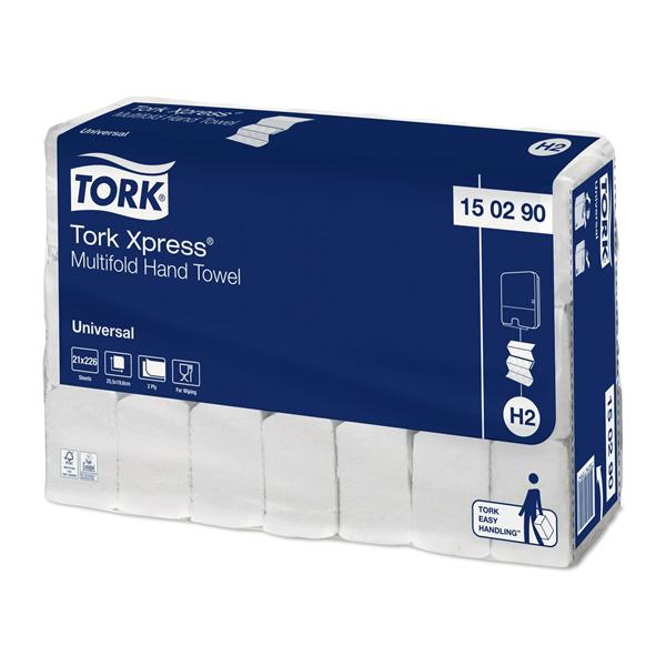 Tork Xpress® Multifold-Handtücher Universal - 2-lagig, Format 25,5 x 19,6 cm, Multifold Z, Karton (21 x 226 Tücher) 4.746 Stück