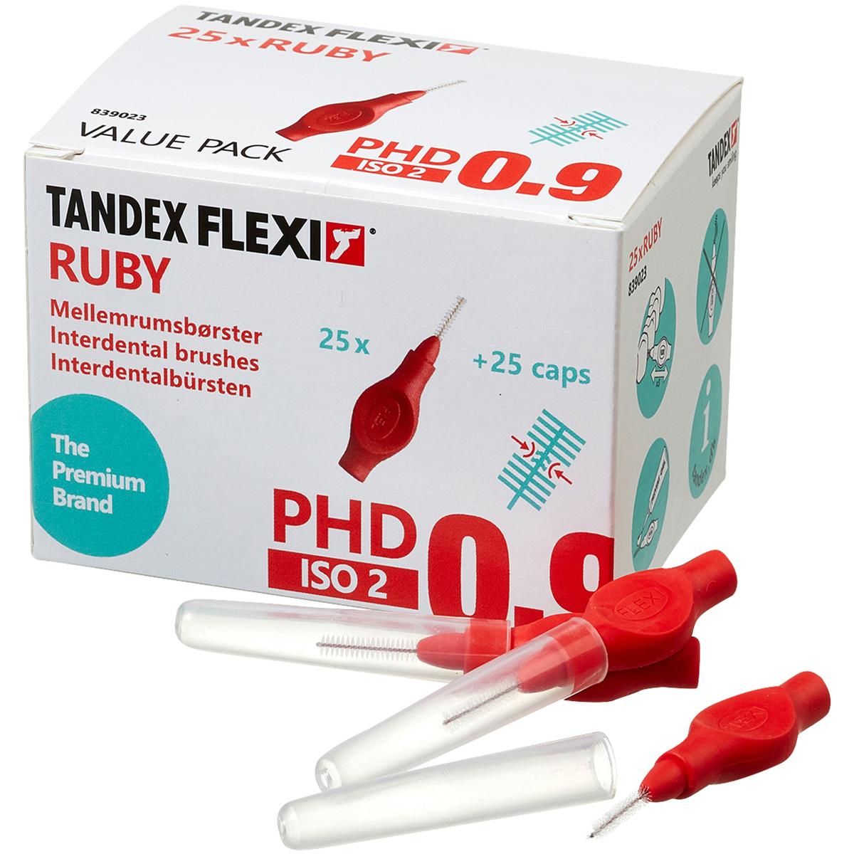 Flexi Interdentalbürsten - Value Pack - Ruby - S-Fine, Bürsten-Ø 0,9 mm, Draht-Ø 0,50 mm