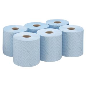 WypAll® Papierreinigungstücher - 1-lagig, blau, Rollen 6 x 500 Tücher