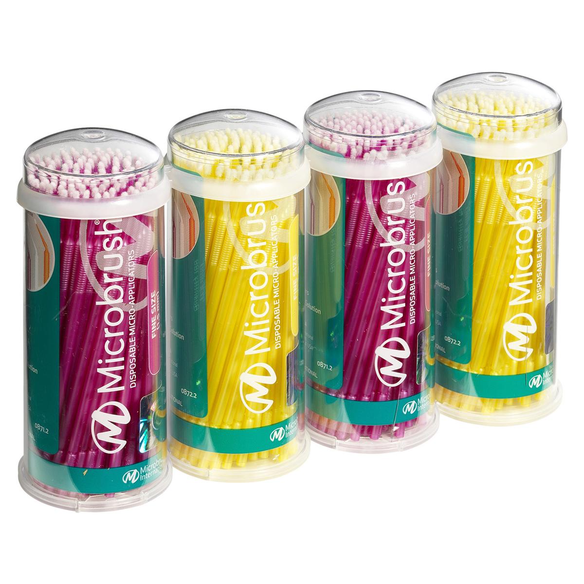 Microbrush® Röhrenserie - Nachfüllpackung - Pink/gelb, fein, Ø 1,5 mm, Packung 400 Stück