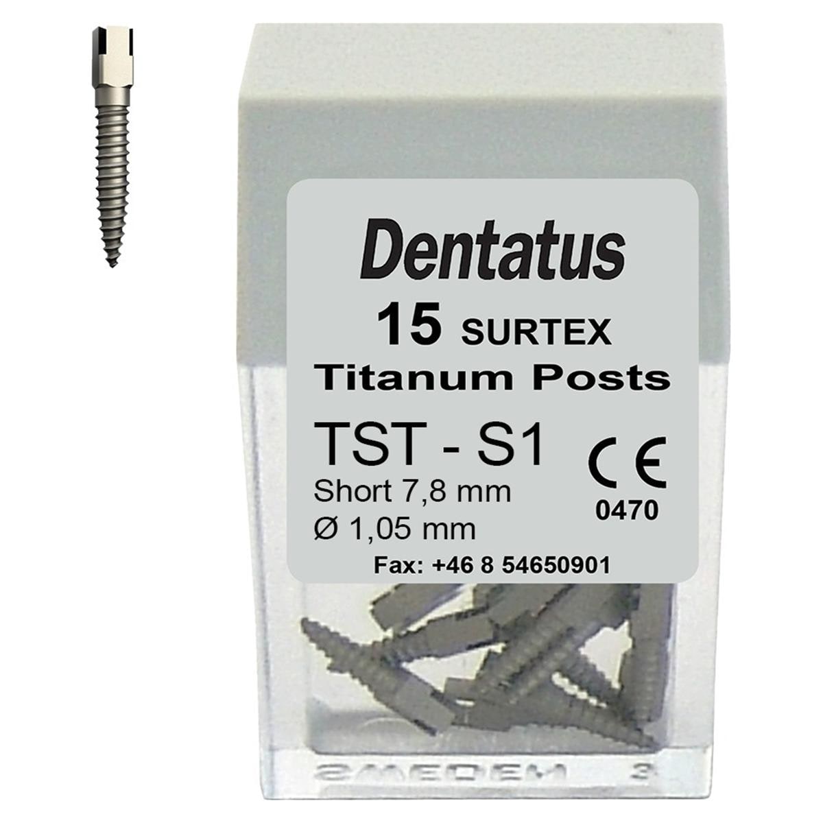 Dentatus Surtex Wurzelstifte Titan - Nachfüllpackung - TST-S1, Länge 7,80 mm, Ø 1,05 mm, Packung 15 Stück