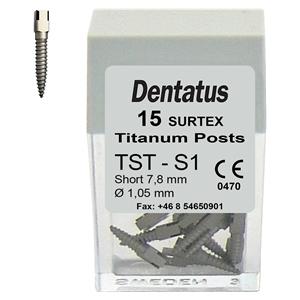 Dentatus Surtex Wurzelstifte Titan - Nachfüllpackung - TST-S1, Länge 7,80 mm, Ø 1,05 mm, Packung 15 Stück