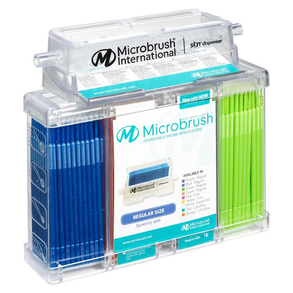 Microbrush® Plus Applikatoren - Spender Kit - Blau/grün, regulär, Ø 2,0 mm, Packung 400 Stück