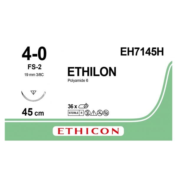 ETHILON schwarz, monofil - Nadeltyp FS2 - USP 4-0, Länge 0,45 m (EH 7145 H), Packung 36 Stück