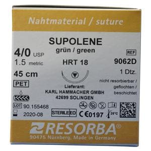 Supolene grün - Nadeltyp HRT 18 - USP 4-0, Länge 0,45 m (9062D), Packung 12 Stück