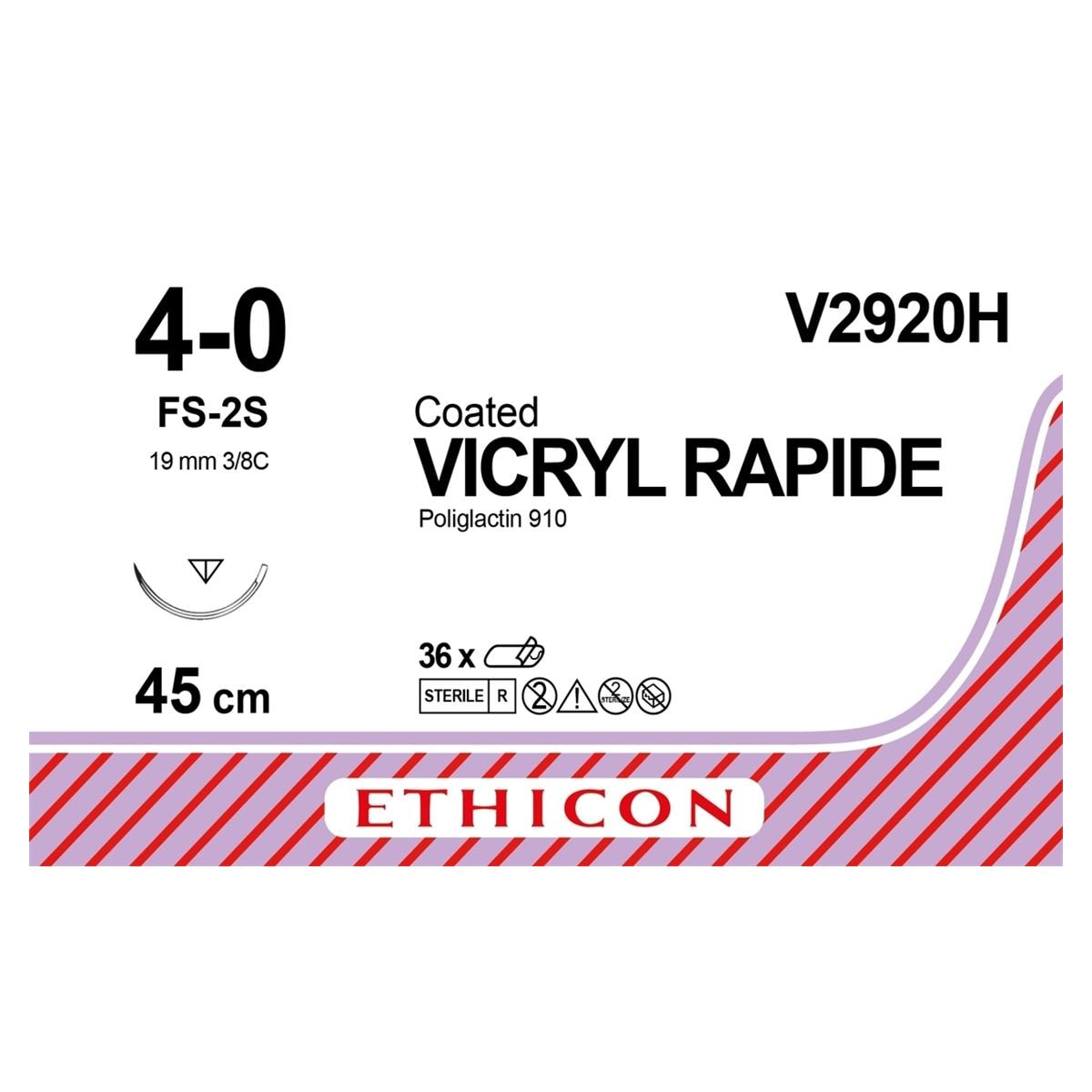 VICRYL rapide ungefärbt, geflochten - Nadeltyp FS2S - USP 4-0, Länge 0,45 m (V 2920 H), Packung 36 Stück