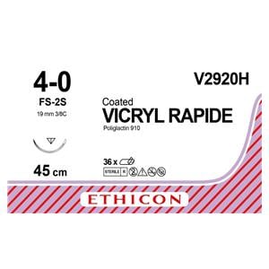 VICRYL rapide ungefärbt, geflochten - Nadeltyp FS2S - USP 4-0, Länge 0,45 m (V 2920 H), Packung 36 Stück