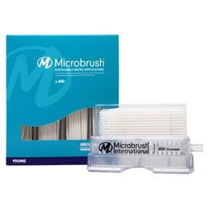 Microbrush® Plus Applikatoren - Spender Kit - Weiß, superfein, Ø 1,0 mm, Packung 400 Stück