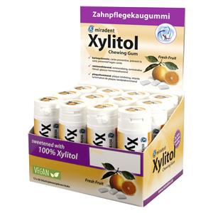 Xylitol Chewing Gums - Großpackung mit Display - Frucht, Packung 12 Stück