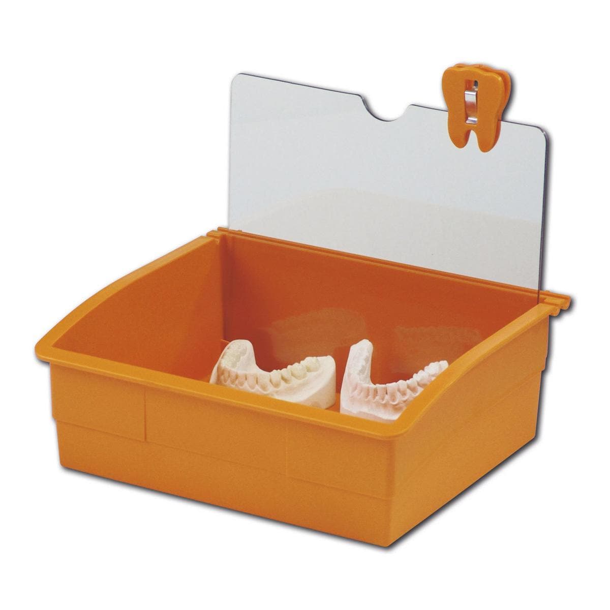 Dentalarbeitsschale 210 mit Platte und Zahnclip - Orange