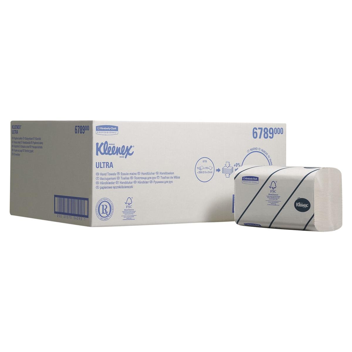 KLEENEX® ULTRA Handtücher - Interfold - Format 21,0 x 21,5 cm, Karton (15 x 186 Tücher) 2.790 Tücher