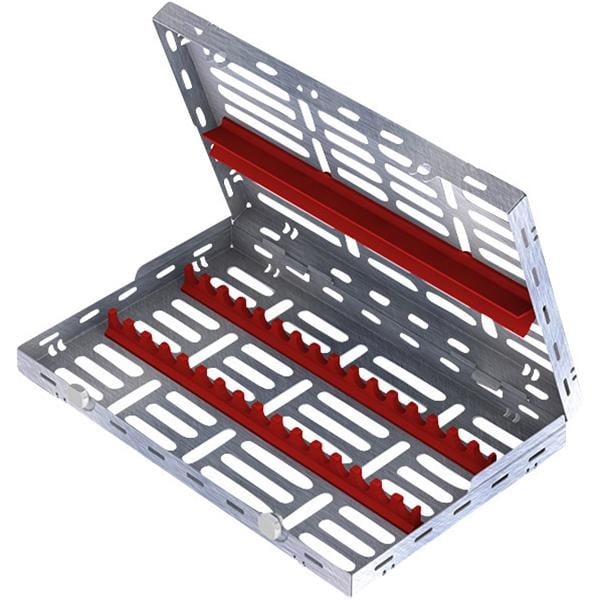 Instrumentenkassette - Rote Schienen, für 16 Instrumente (280 x 180 x 34 mm)