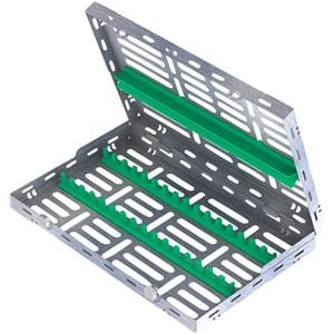 Instrumentenkassette - Grüne Schienen, für 16 Instrumente (280 x 180 x 34 mm)