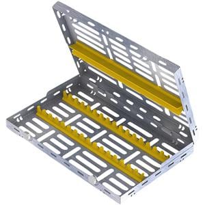 Instrumentenkassette - Gelbe Schienen, für 16 Instrumente (280 x 180 x 34 mm)