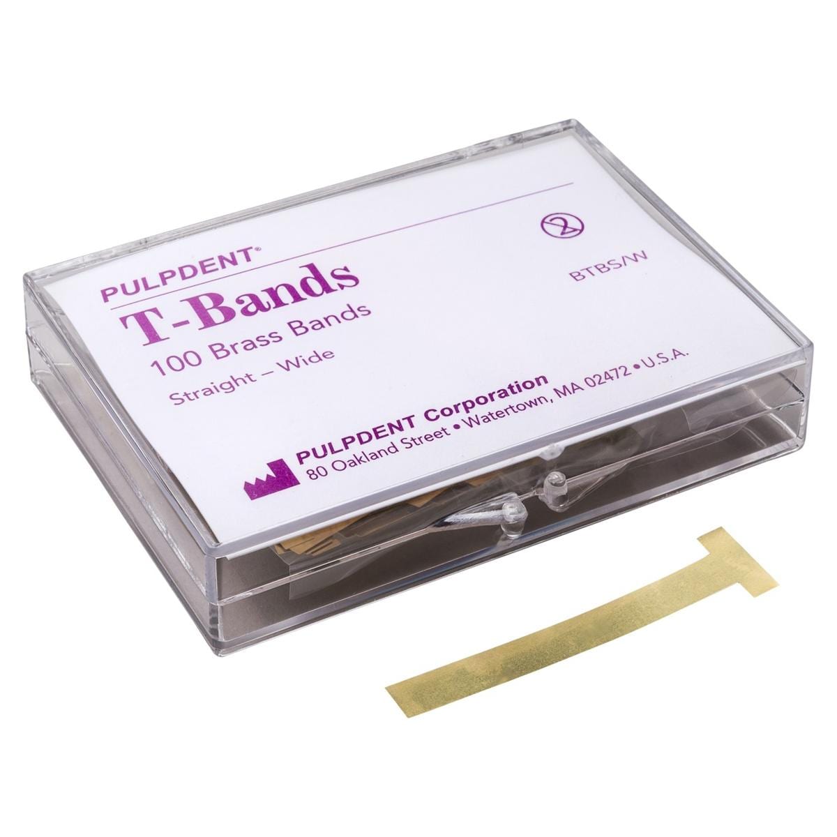 T-Bands - Messing - Gerade, schmal, Packung 100 Stück