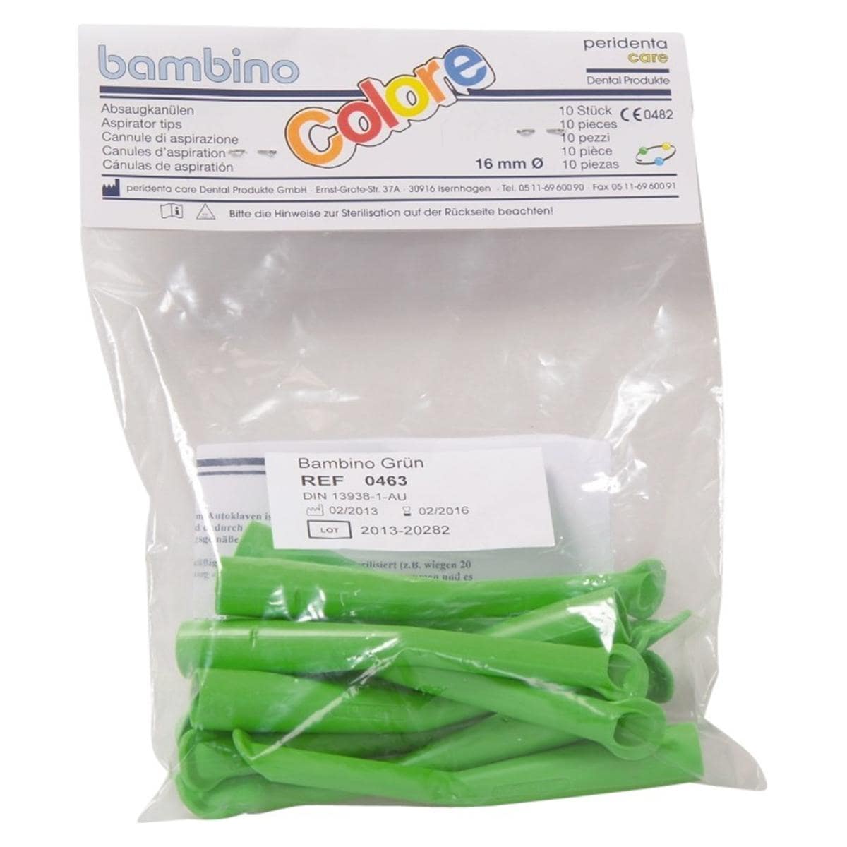 Absaugkanüle Bambino Colore - Einfarbig - Grün, Packung 10 Stück