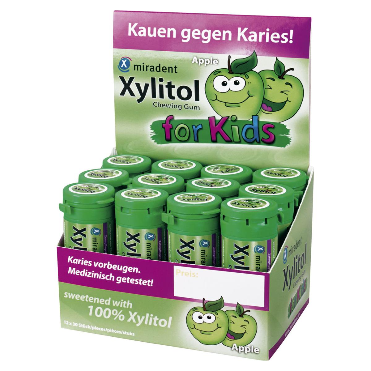 Xylitol Chewing Gum for Kids - mit Display - Apfelgeschmack, Packung 12 Stück