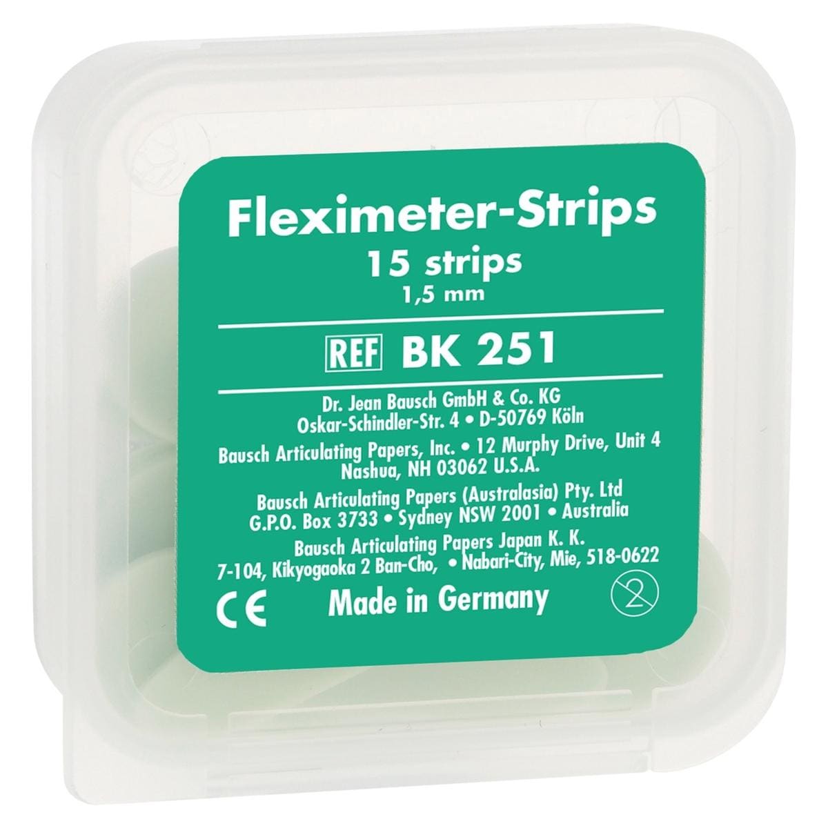 Fleximeter Strips - Nachfüllpackung - Grün, Stärke 1,5 mm, Packung 15 Stück