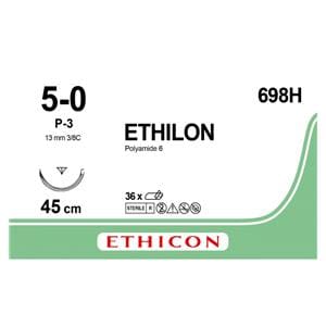 ETHILON schwarz, monofil - Nadeltyp PRIME P3 - USP 5-0, Länge 0,45 m (698H), Packung 36 Stück