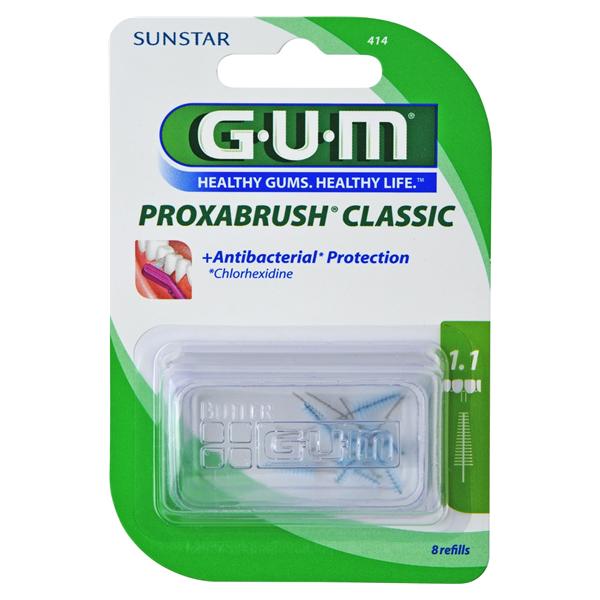 GUM® Proxabrush® Ersatzbürsten - Grün, Tanne, Ø 1,1 mm, Packung 6 x 8 Stück