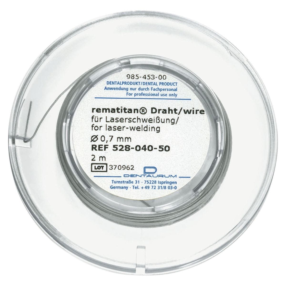 rematitan® Rollendraht, rund - Ø 0,70 x 28 mm, Länge 2 m