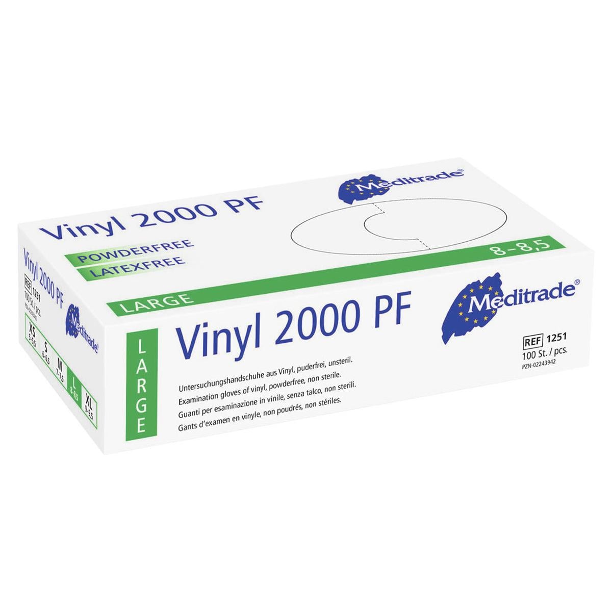 Vinyl 2000 Handschuhe puderfrei - Größe L, Packung 100 Stück