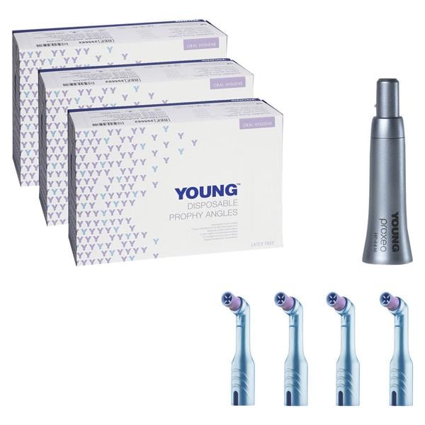 Young™ Einweg-Prophylaxe-Winkelstück - Starter Kit - Contra Petite Web, soft, kurz, Kontrawinkel