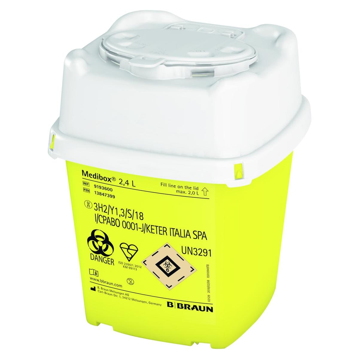 Medibox Entsorgungsbehälter - Größe 2,4 Liter, Packung 1 Stück