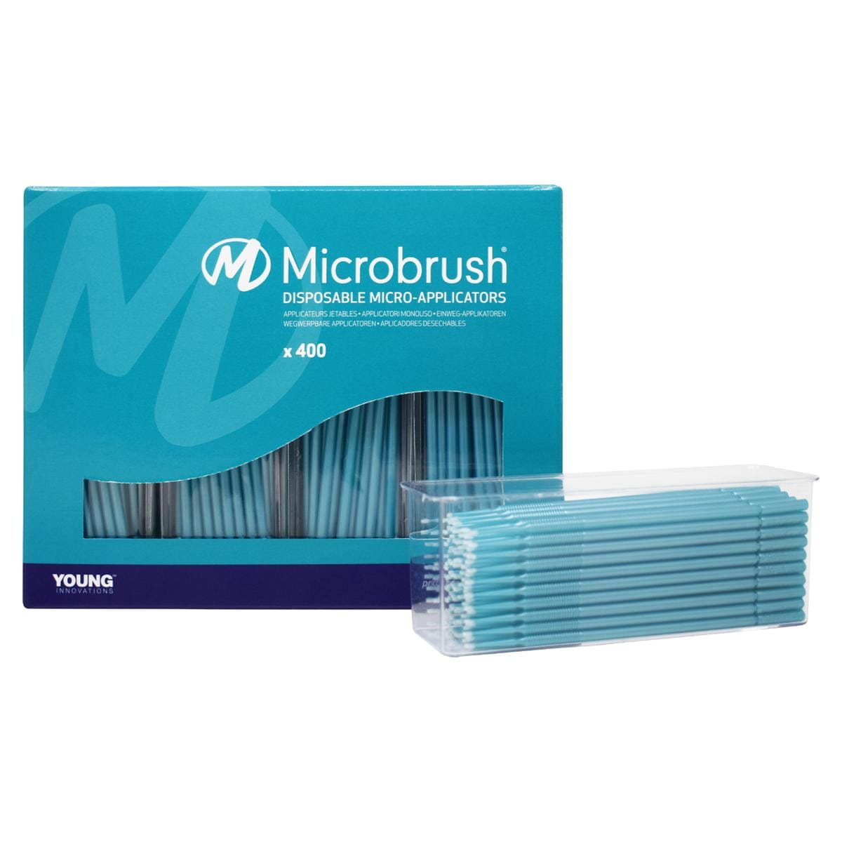 Microbrush® Plus Applikatoren - Nachfüllpackung - Petrol, ultrafein, Ø 0,5 mm, Packung 400 Stück