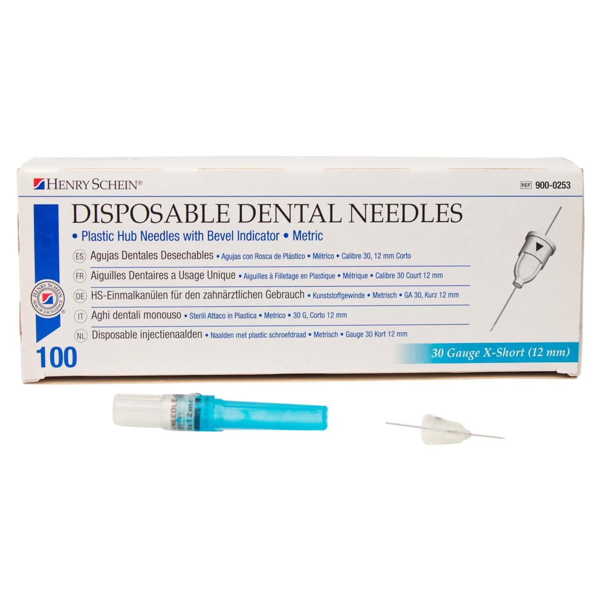 HS-Injektionskanülen, Disposable Dental Needles - Blau - 30G, 0,3 x 12 mm, x-kurz, Packung 100 Stück