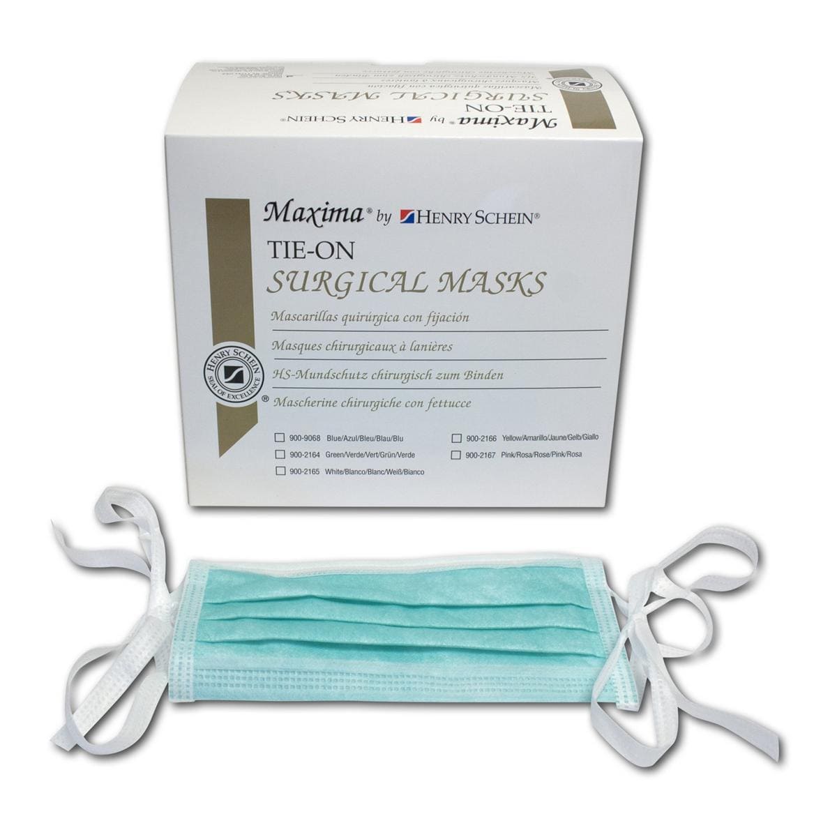 HS-Maxima® Mundschutz chirurgisch zum Binden - Grün, 3-lagig, Packung 50 Stück